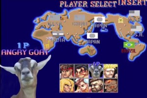 対戦ゲーム“ストⅡ”に『怒れるヤギ』が参戦！なんともシュールなバトルに