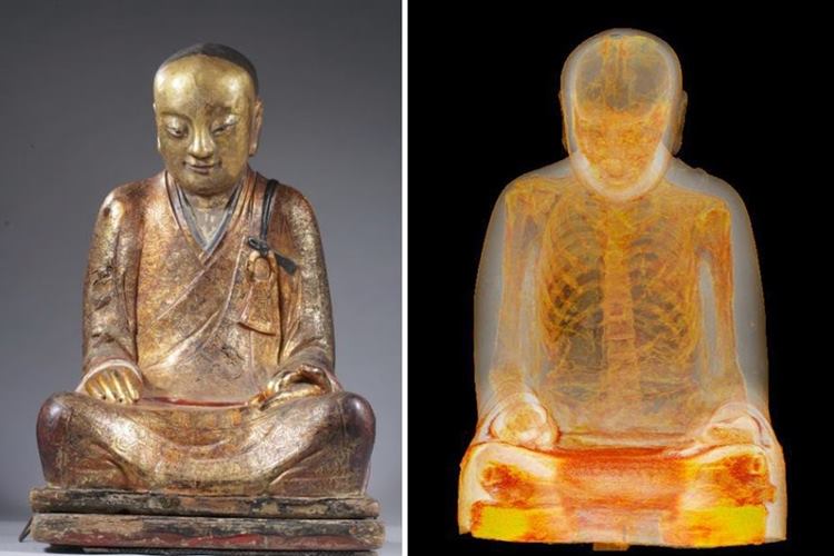 銅像をCTスキャンしたら中にはミイラが!1,100年前の僧侶のミイラと判明!
