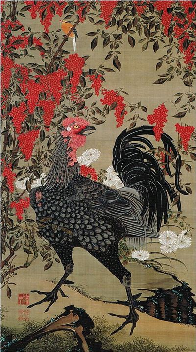 'Nandina_and_Rooster'_from_the_'Colorful_Realm_of_Living_Beings'_by_Ito_Jakuchu_R