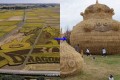 “ドラクエ田んぼアート”で刈った稲、“巨大スライムわらアート”に変身…【ドラクエ30周年】