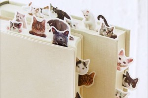 ハッ…見られてる(笑)ノートの周りでニャンコがあそぶ“付箋”が可愛すぎる！