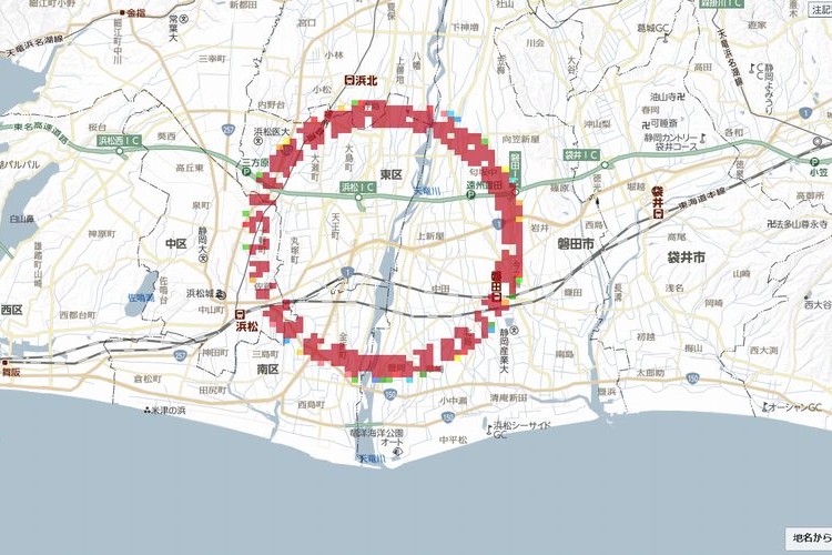 気象庁もわからない!?浜松上空の雨雲レーダーにドーナツ状の反応が。原因不明の何かが話題に