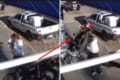 バイクとライダーがいきなりこっちに飛んできた!女性の運命やいかに!?