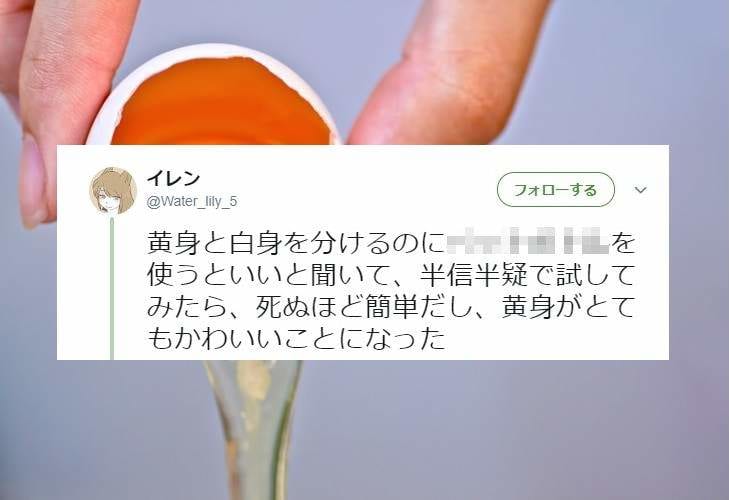 しゅ、しゅごい…卵の黄身と白身を分ける際「あるモノ」を使うと超簡単だった！