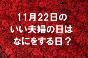 11月22日は「いい夫婦の日」！！・・・一体何をすればいい記念日なの？
