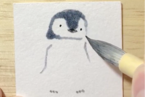 サラサラと描かれる水彩画のペンギンが可愛い！他の素敵な作品にも見惚れる