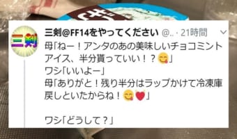 【過去の人気記事】母親にアイスを半分あげたら、想像のななめ上を行く方法で半分にして返された!斬新すぎるはんぶんことは