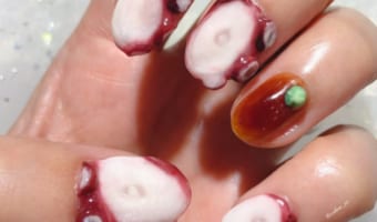 指先にタコの刺身！？牡蠣ネイルに続いて今度は「タコネイル」が本物そっくりだと話題に