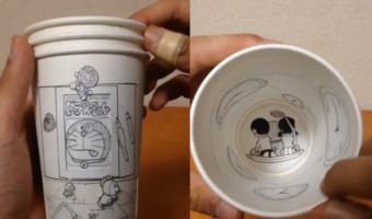 紙コップで作ったドラえもんの漫画に音声とBGMが！その桁違いのクオリティーに注目！