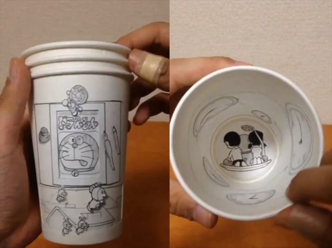紙コップで作ったドラえもんの漫画に音声とBGMが！その桁違いのクオリティーに注目！