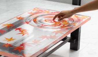 家の中で散策できる気分になれる・・・紅葉が落ちた水面のテーブルが美しいと話題に!