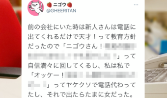 新人さんは電話に出てくれるだけで天才！という教育方針だった職場のエピソードが面白くて素敵