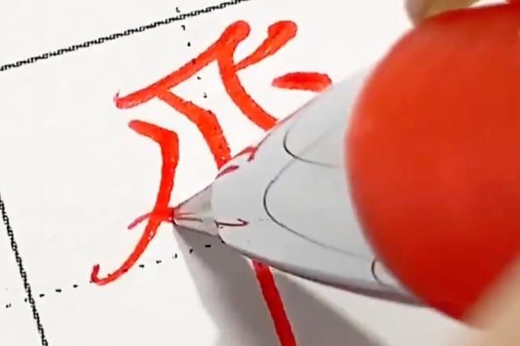 ボールペンで書く「飛」の字が美しすぎて見惚れる！「見てるだけで気持ちいい」「彼岸花みたい」