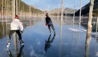 湖の上でのスケート動画が気持ちよすぎる!自然のスケートリンクを満喫♪