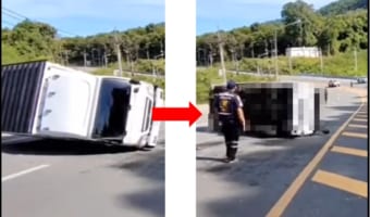 横転したトラックを立て直せ!うまくいくかと思いきやまさかの大惨事が
