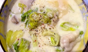 寒い時にはこれ！電子レンジで作れる「レタスと豚肉のシチュー」が簡単でめっちゃ旨そう！