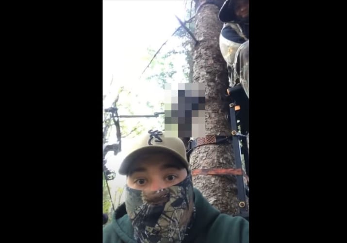 【恐怖映像】とある大きな動物が猛烈なスピードで木を登って来て、絶対絶命のピンチに！