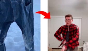 見てるだけで寒い...凍った服で全身コーディネートする男性が面白い