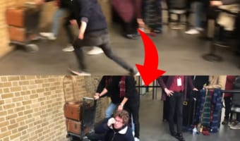 【ハリーポッター好き必見】あのシーンを再現して壁に激突する男性！