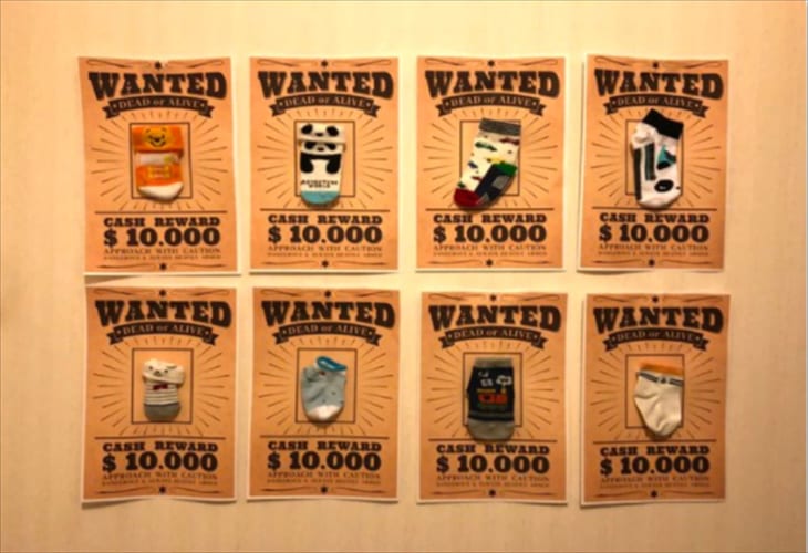 靴下片方だけ無くなる現象に終止符を！片方だけの靴下に手配書！？可愛さと実用性を兼ねた素敵なデザインが話題に！