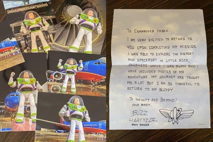 バズがミッションから帰還！機内に残されたおもちゃを発見した航空会社の神対応に感激！