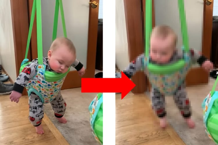 眠いけど遊びたい！バウンドしながら眠る赤ちゃんが可愛すぎる