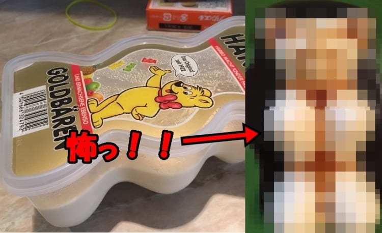 【恐怖】巨大ハリボー容器で作ったプリンにカラメルソースをかけたら･･･怖ーい結果に！