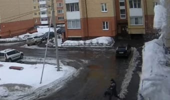 危機一髪！ママの咄嗟の判断で落雪から神回避！