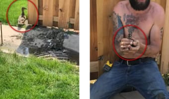 救世主・・・ママと生き別れになった赤ちゃんアヒルをイカつい男性グループが必死の救出！