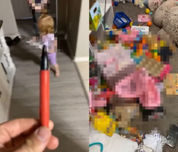 ある女の子がペンを手にした結果・・・お家の中が大変なことに！！【当人はご満悦のようです】