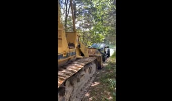 舗装されていない道の途中で停まる車、それは予想外の「かわいい存在」が理由だった!