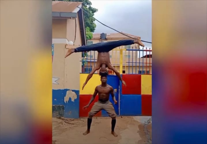 身体能力がスゴすぎる！2人の男性によるアクロバティックなパフォーマンスに驚愕！