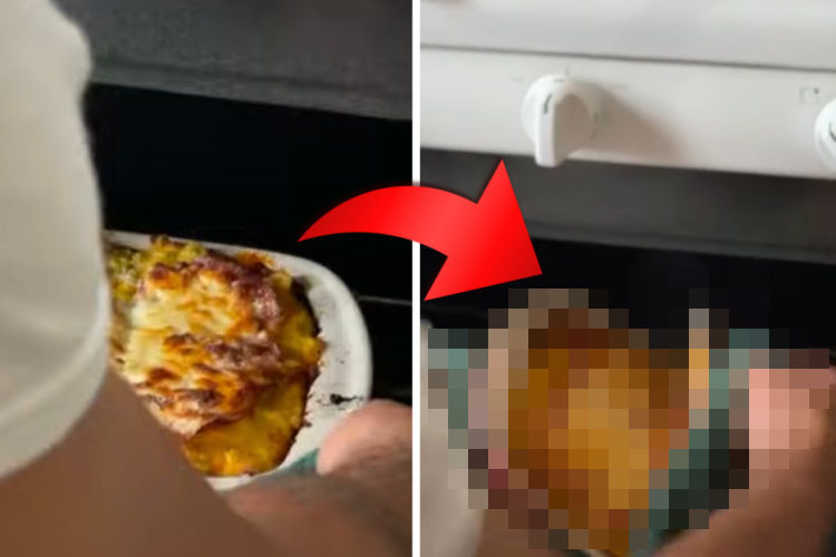 これは絶望感がすごい・・・。美味しそうに焼けた料理をオーブンから取り出そうとしたら・・・