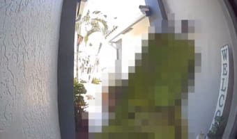 玄関のカメラが捉えた珍客！家主が思わず飛び上がって叫んだその相手とは？