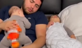 パパの秘策!赤ちゃんの寝かしつけを自動化?『あるモノ』を使いつつ、自分も赤ちゃんと一緒にスヤスヤ眠るのでした
