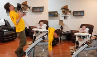 「パパ最高!!」お父さんがちょっとおどけるだけで笑いが止まらなくなってしまう赤ちゃん