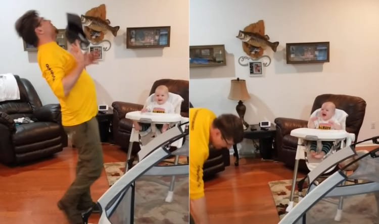 「パパ最高！！」お父さんがちょっとおどけるだけで笑いが止まらなくなってしまう赤ちゃん