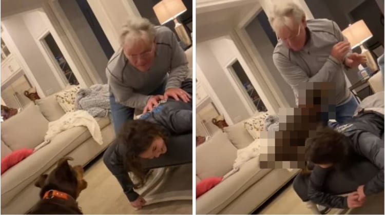 マッサージをうけている女性が攻撃されているのだと思った犬。その後とった行動とは・・・！