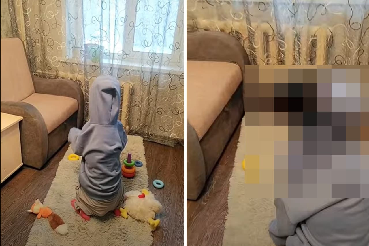 子供部屋で遊ぶ子供。なんだかその背中に違和感が・・・。振り向いたその正体にビックリ!