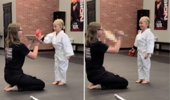 空手を習い始めた6歳の少女。挑戦した木の板割りの結果に自分でもビックリ！！