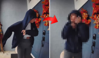 防犯カメラの通知で玄関に義娘がいることを知った女性。挨拶しようと声をかけたら・・・思いがけずドッキリに!