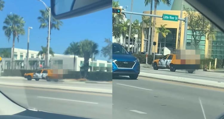 前を通り過ぎるタクシーの何かがおかしい・・・。トランクにソファを積んでいるのかと思ったら・・・、とんでもなく危険な積み方をしていた！！