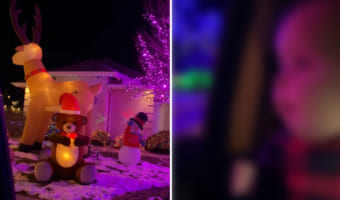 綺麗な景色に目がキラキラ!初めて目にしたクリスマスイルミネーションの美しさにすっかり魅了された赤ちゃんの口から「ワ〜オ」の一言