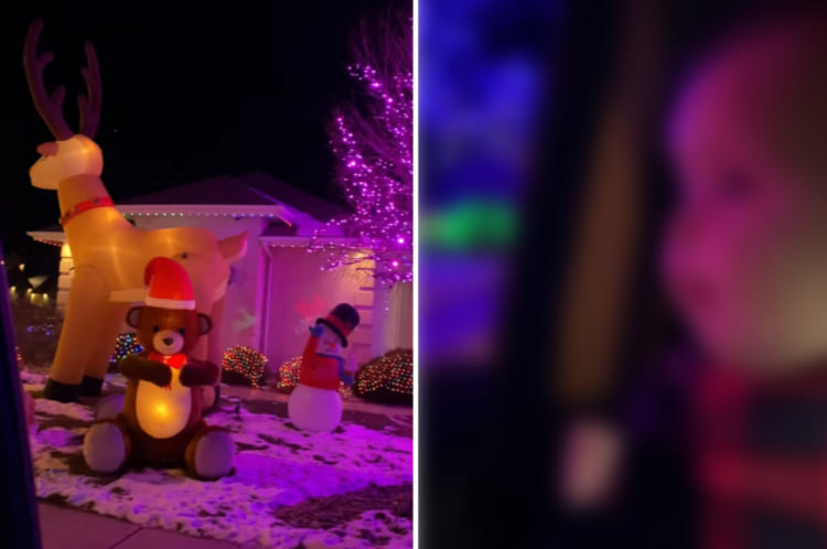 綺麗な景色に目がキラキラ！初めて目にしたクリスマスイルミネーションの美しさにすっかり魅了された赤ちゃんの口から「ワ〜オ」の一言