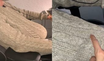 飼い主さんが大好きすぎる!パソコンに向かう男性のお腹がやたらと不自然に膨れているなと思いきや・・・。ニットの中には甘えん坊さんがいました!!