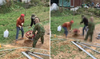 ハプニング発生！掘削機が地面に突き刺さって回転が止まらない！！一体これどーすんの！？