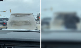 リアガラスに雪が積もったまま迷惑運転していた前方の車。それにウンザリした後続車のドライバーは『ある事』を決行しました！！