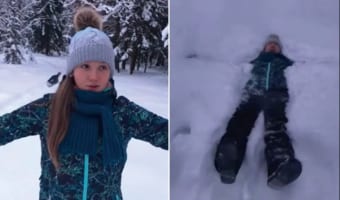 積もった雪に後ろ向きに倒れてみたら・・・。女性はまさかの追撃を受けてしまいました！！