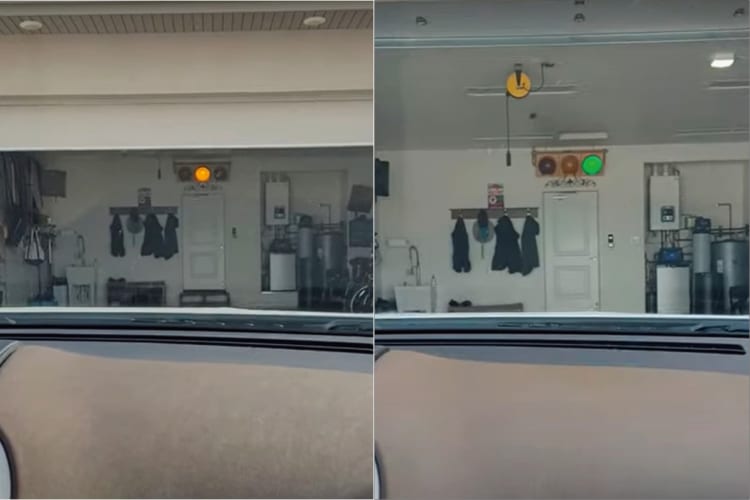 ガレージになんで信号機が？と思ったら・・・、センサーが付いているので『あること』 をする際にとても便利なんです！！