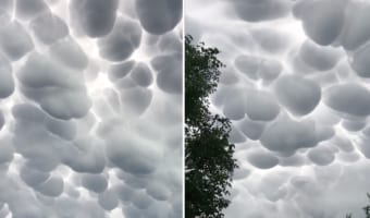 空にコブのように凸凹した雲が!!アルゼンチンの空が美しいような世紀末感があるような現実離れしたものに!!【乳房雲】